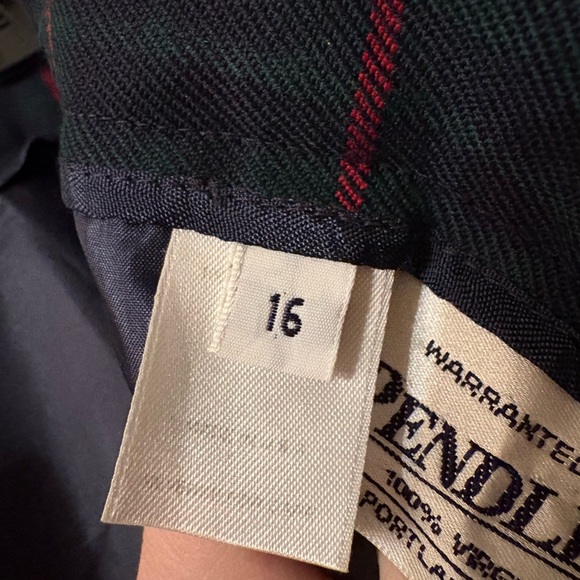 Pendleton 100% Virgin Wool Plaid Midi Skirt Lined Navy Red Tartan Size 16 - Picture 9 of 10